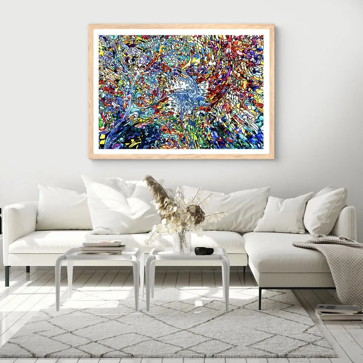 Plakat w ramie jasny dąb - Witraż kroplisty - 40x30 cm