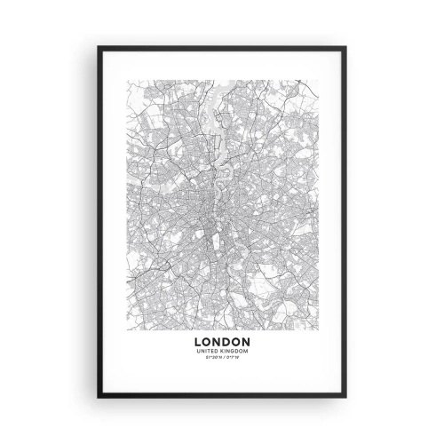Plakat w czarnej ramie - Mapa londyńskiego labiryntu - 70x100 cm