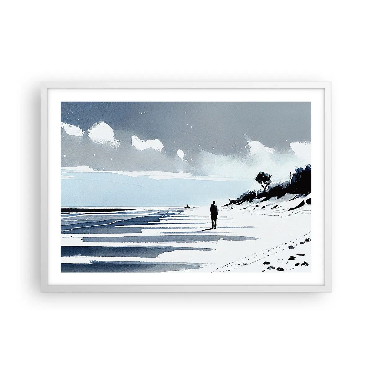 Plakat w białej ramie - Sam na sam - 70x50 cm