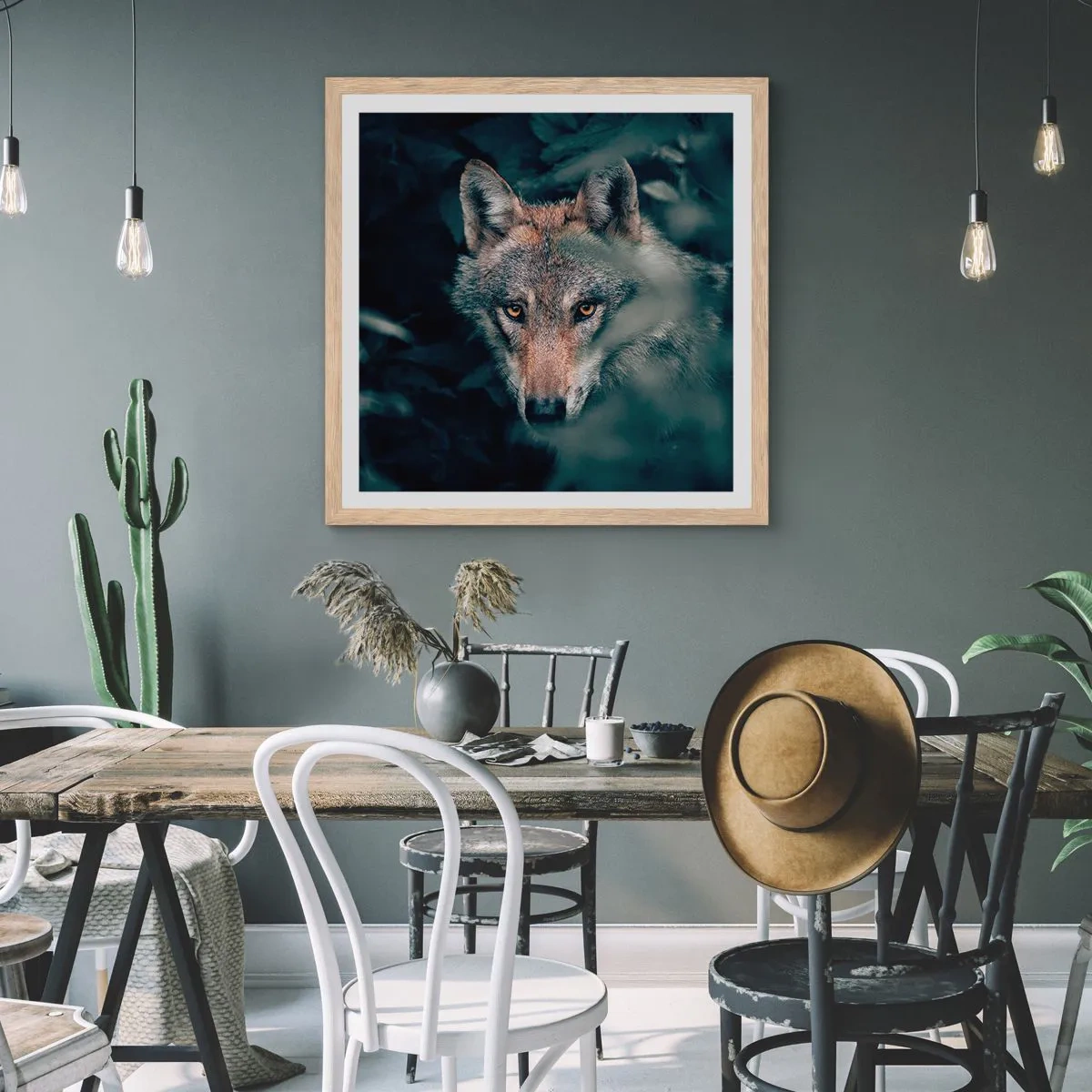 Plakat w ramie jasny dąb - Łowca - 60x60 cm