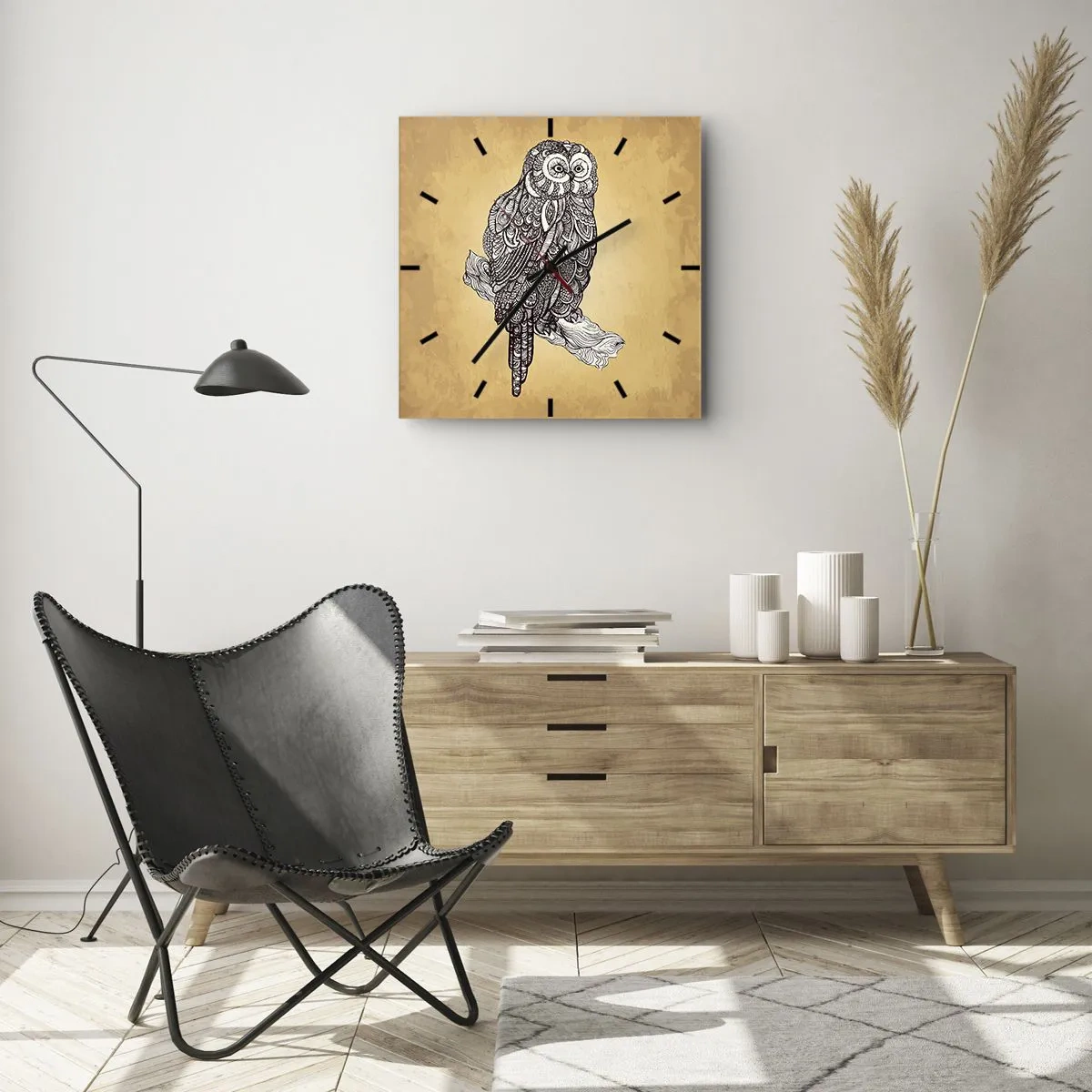 Zegar ścienny - Misterne ornamenty mądrości - 40x40 cm