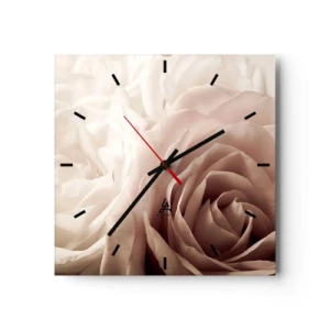 Zegar ścienny - Delikatne róże w pastelowych odcieniach beżu - 30x30cm - W sercu róży - Nowoczesna dekoracja ścienna do salonu i sypialni ARTTOR