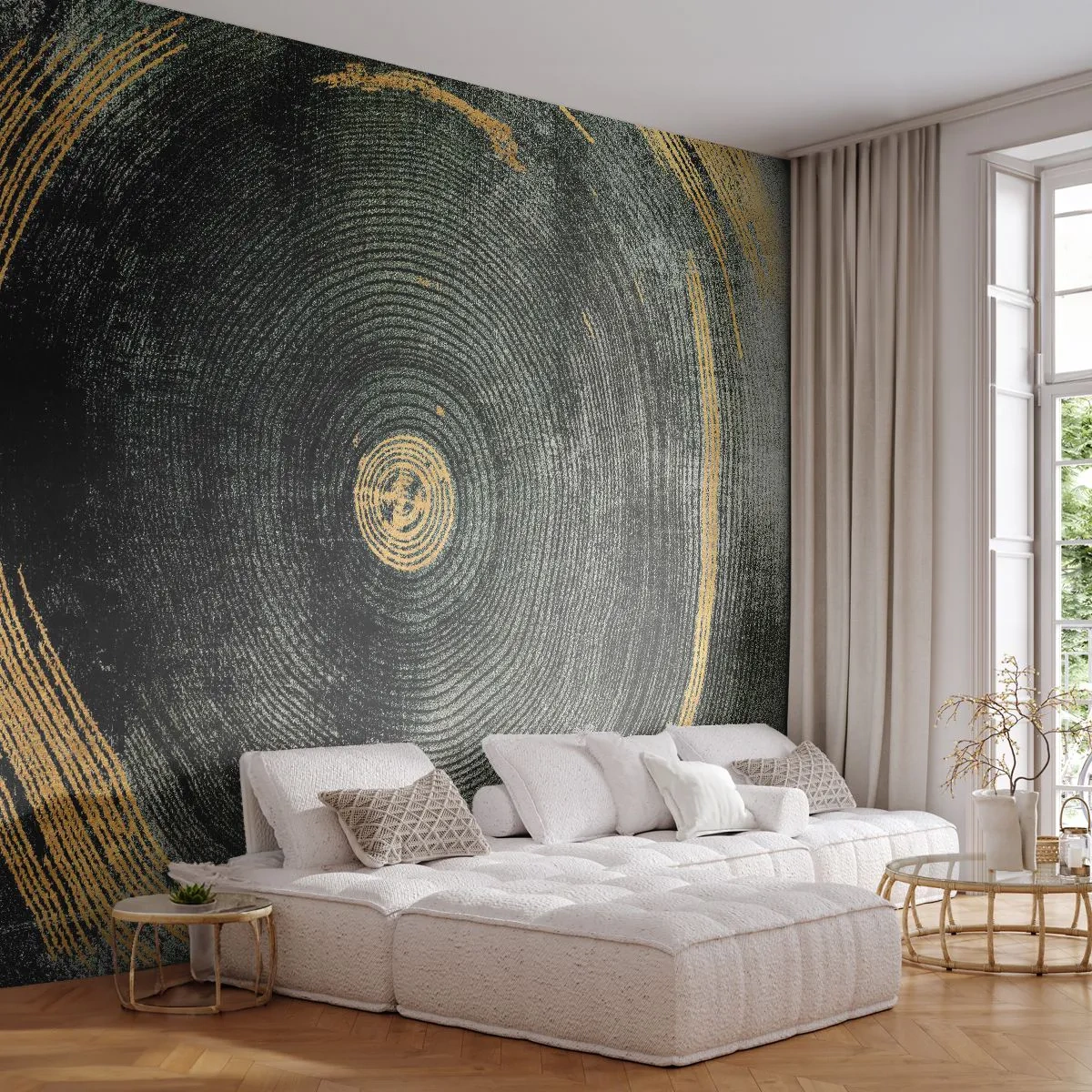 Fototapeta Samoprzylepna Deluxe Sticker - Zmiana i trwanie - Ciemny, Drewno, Art Deco - 100x70 cm