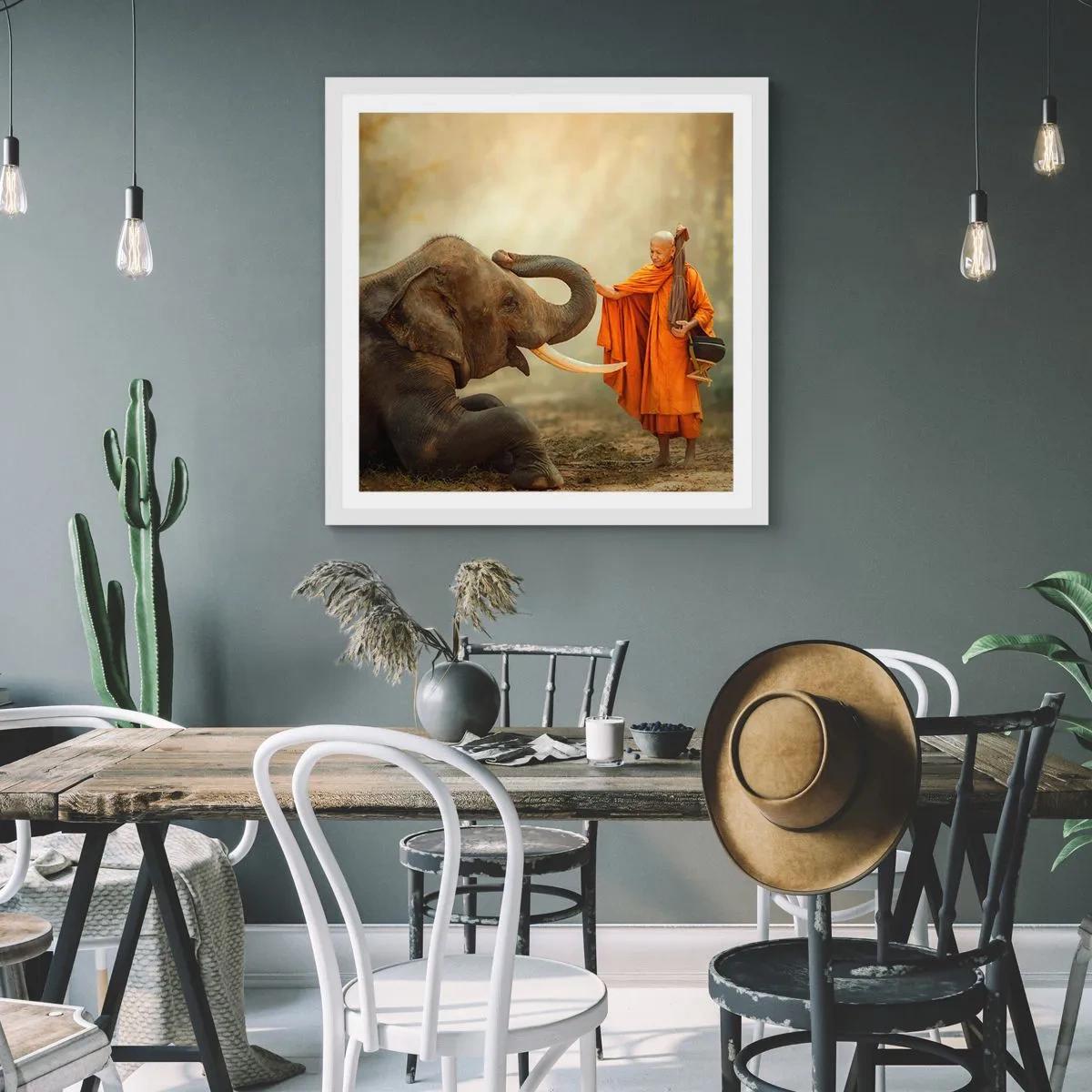 Plakat w białej ramie - Spotkanie w podróży - 30x30 cm