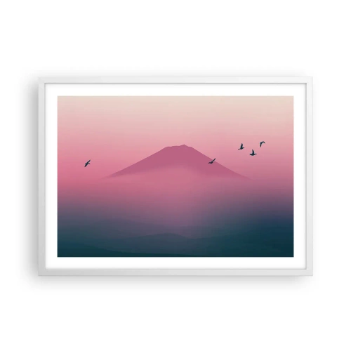 Plakat w białej ramie - Wędrowcy ponad chmurami - 70x50 cm