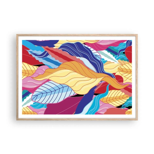 Plakat w ramie jasny dąb - Kolorowy bałagan - 100x70 cm