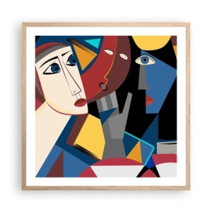 Plakat w ramie jasny dąb - Rozmowa kubistów - 60x60 cm