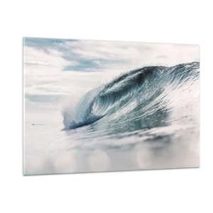 Obraz na szkle - Potężna fala oceanu w promieniach słońca - 120x80cm - Wodny szczyt - Nowoczesna dekoracja ścienna do salonu, kuchni i sypialni ARTTOR