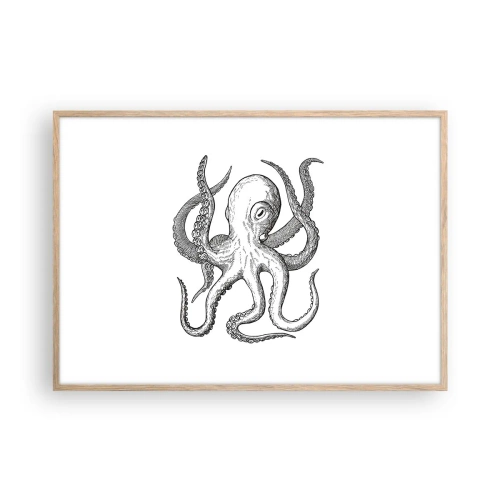 Plakat w ramie jasny dąb - Tańcząca z falami - 100x70 cm