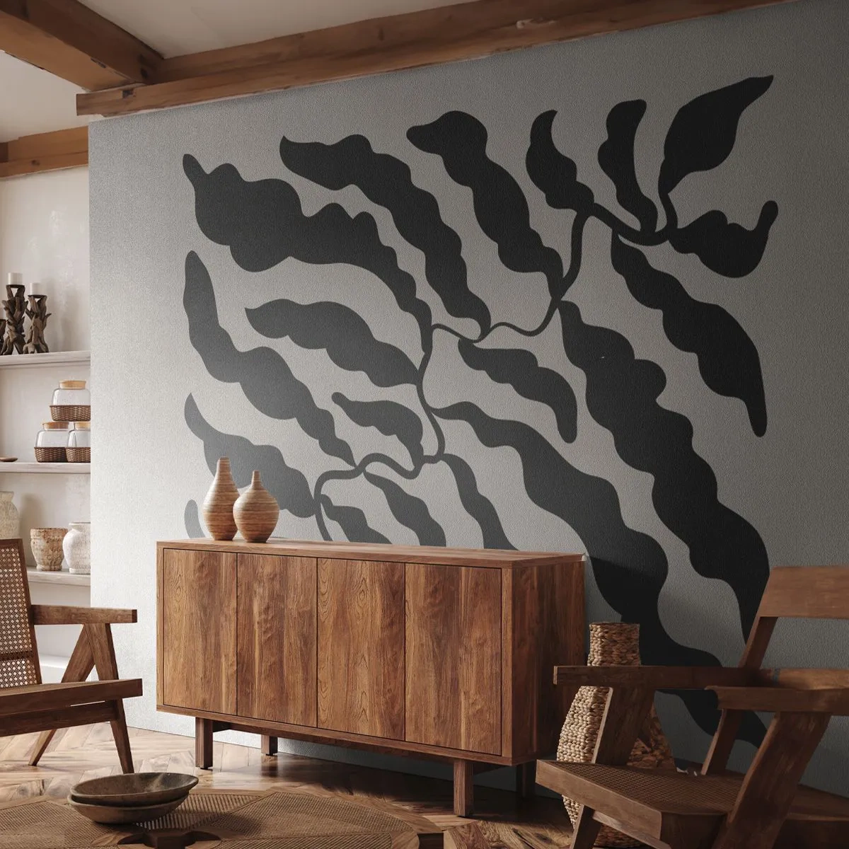 Fototapeta Premium Canvas - Natura kwadratu - Boho, Rośliny, Sztuka - 300x210 cm