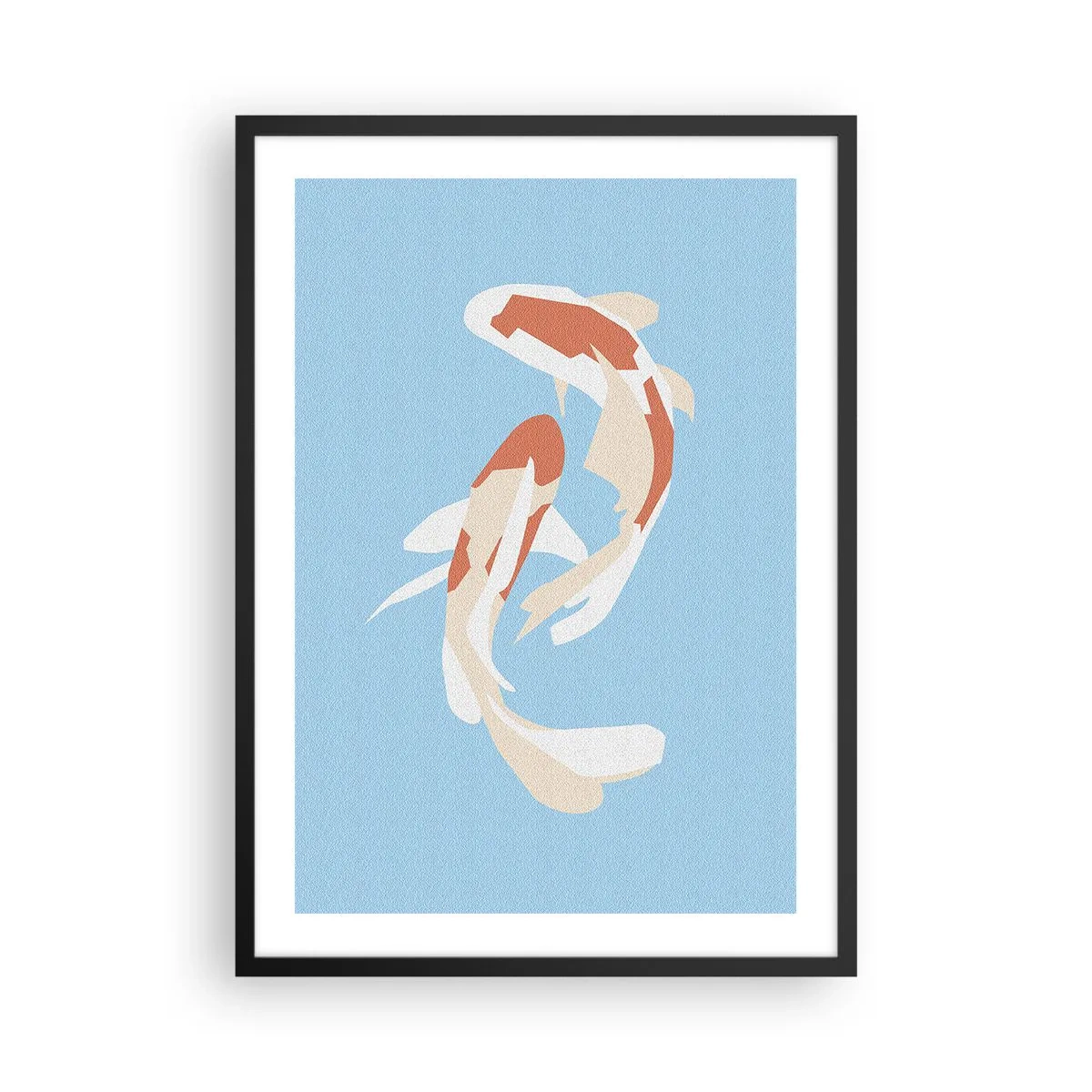 Plakat w czarnej ramie - Dwie ryby koi płynące w harmonijnym tańcu - 50x70cm - Pływanie synchroniczne spontaniczne - Nowoczesna dekoracja ścienna do salonu i sypialni ARTTOR