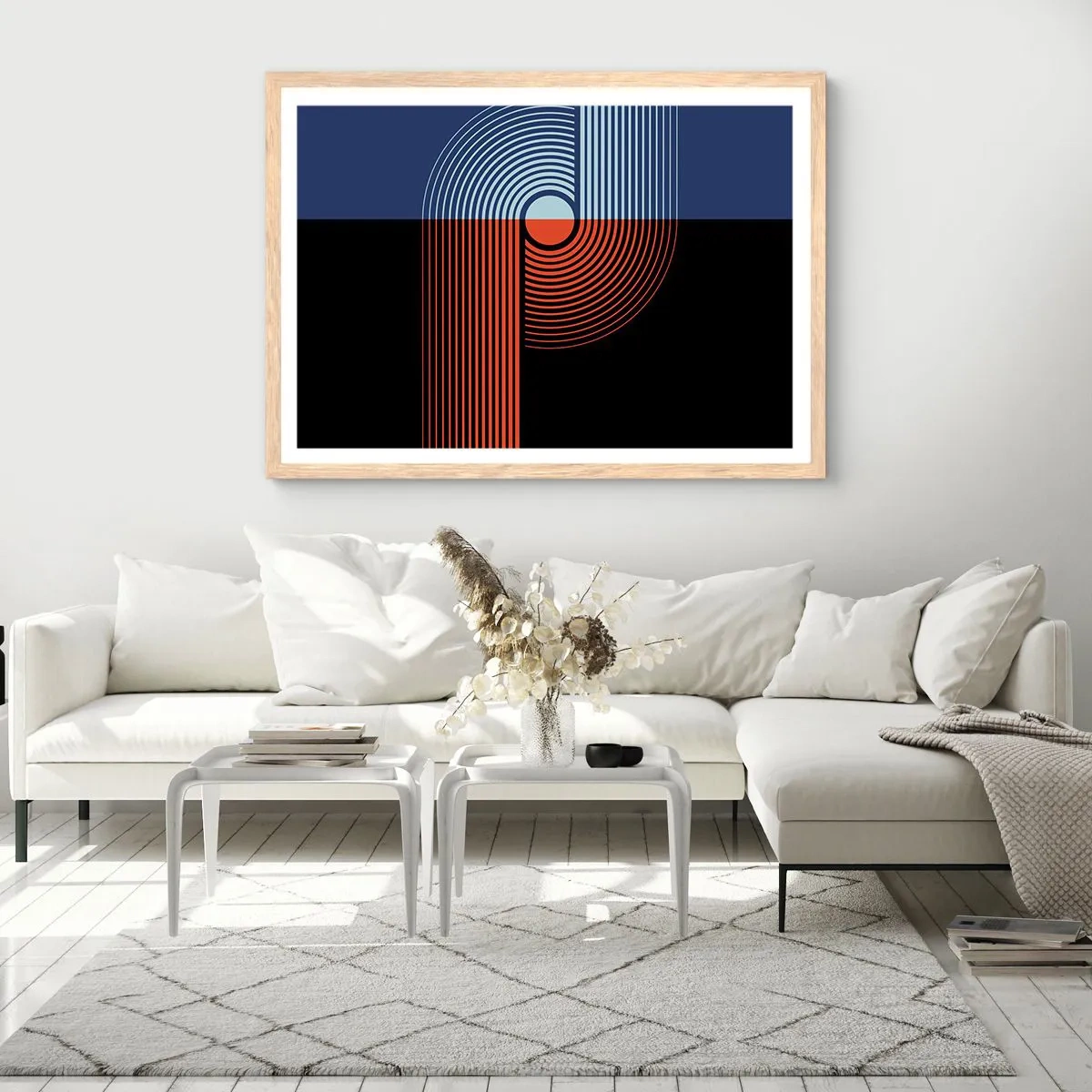Plakat w ramie jasny dąb - W geometrycznym uścisku - 70x50 cm