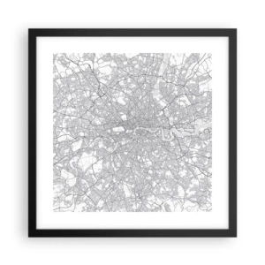Plakat w czarnej ramie - Mapa londyńskiego labiryntu - 40x40 cm