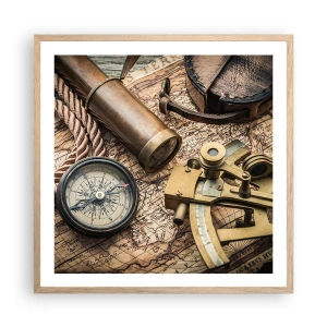 Plakat w ramie jasny dąb - Wyznacz kurs - 60x60 cm