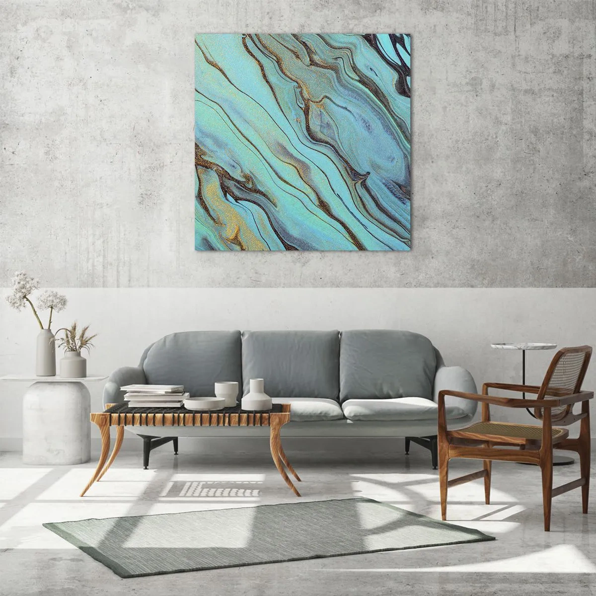 Obraz na szkle - Turkusowy przypływ - 60x60 cm