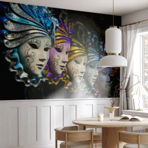 Fototapeta Premium Canvas - Tajemnica w złocie i w srebrze - Maska Wenecka, Wenecja, Karnawał - 400x280 cm
