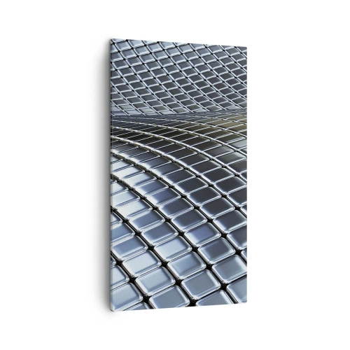 Obraz na płótnie - Metaliczna srebrna fala - 45x80 cm