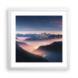 Plakat w białej ramie - Światło w dolinach - 40x40 cm