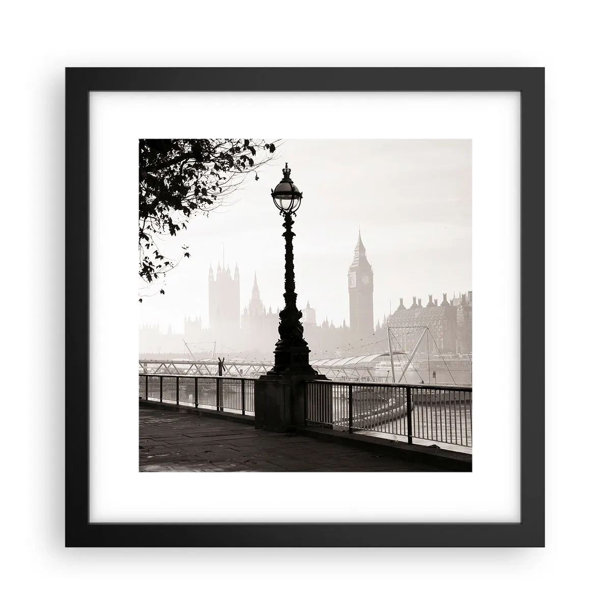 Plakat w czarnej ramie - Londyński poranek - 30x30 cm