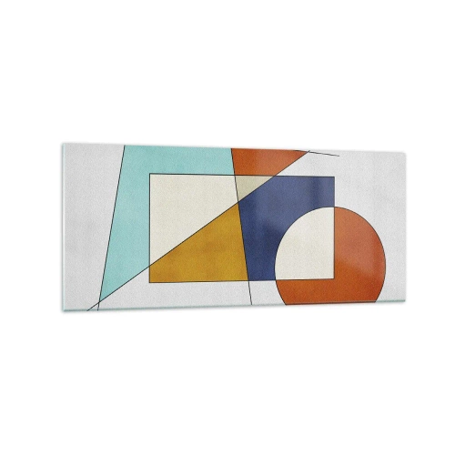 Obraz na szkle - Modernistyczna kompozycja geometrycznych kształtów i kolorów - 120x50cm - Abstrakcja: modernistyczna zabawa - Nowoczesna dekoracja ścienna do salonu i sypialni ARTTOR