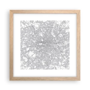 Plakat w ramie jasny dąb - Mapa londyńskiego labiryntu - 30x30 cm
