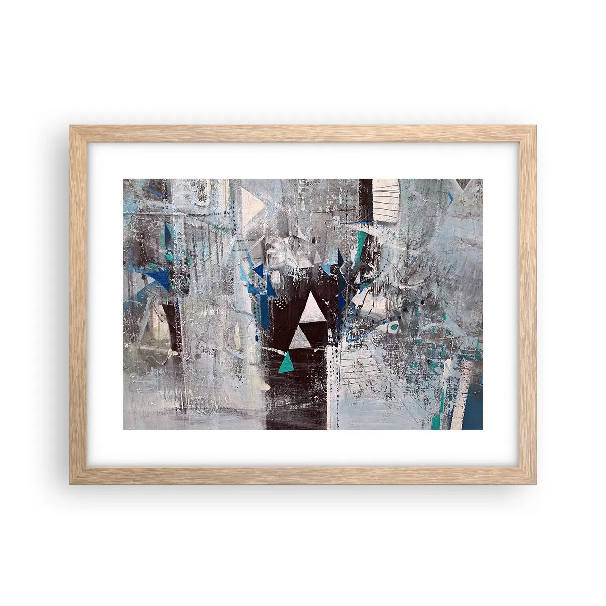 Plakat w ramie jasny dąb - Nadrzędny porządek trójkątów - 40x30 cm