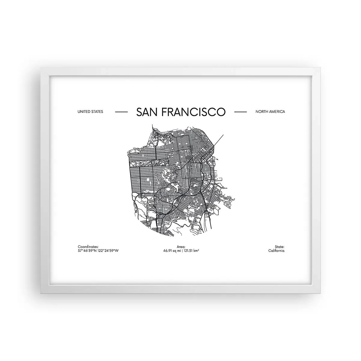 Plakat w białej ramie - Anatomia San Francisco - 50x40 cm