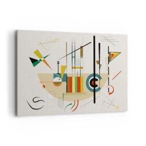 Obraz na płótnie - Kolorowa abstrakcja z geometrycznymi kształtami - 120x80cm - I świat się śmieje - Nowoczesna dekoracja ścienna do salonu, kuchni i sypialni ARTTOR