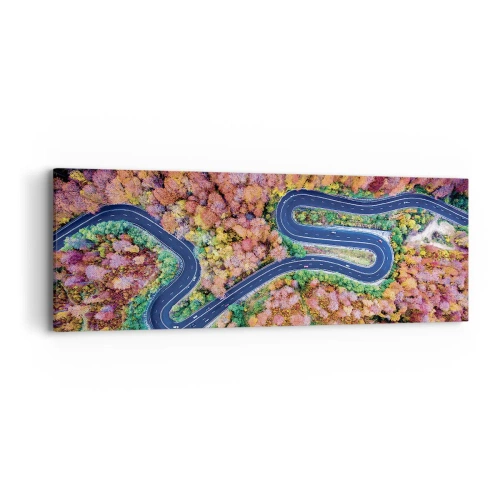 Obraz na płótnie - Krętą drogą poprzez las - 90x30 cm