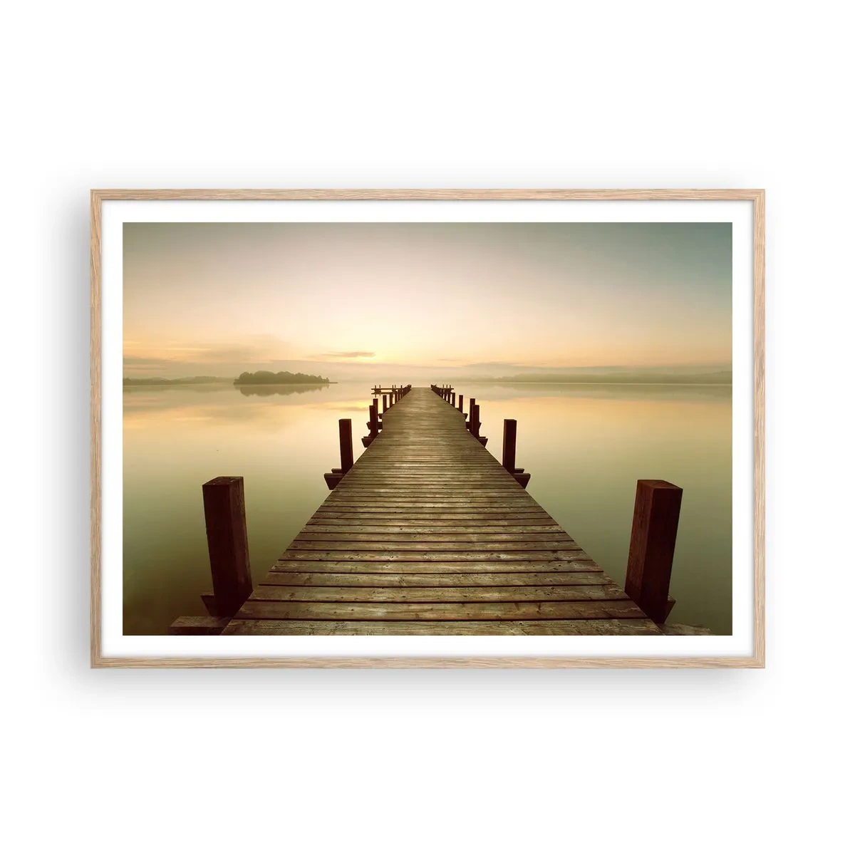 Plakat w ramie jasny dąb - Przedświt, świtanie, światło - 100x70 cm