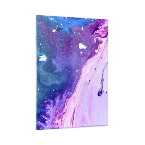 Obraz na szkle - Abstrakcyjna kompozycja z mieszanką fioletowych, niebieskich i różowych barw - 50x70cm - Yin i yang - Nowoczesna dekoracja ścienna do salonu, kuchni i sypialni ARTTOR
