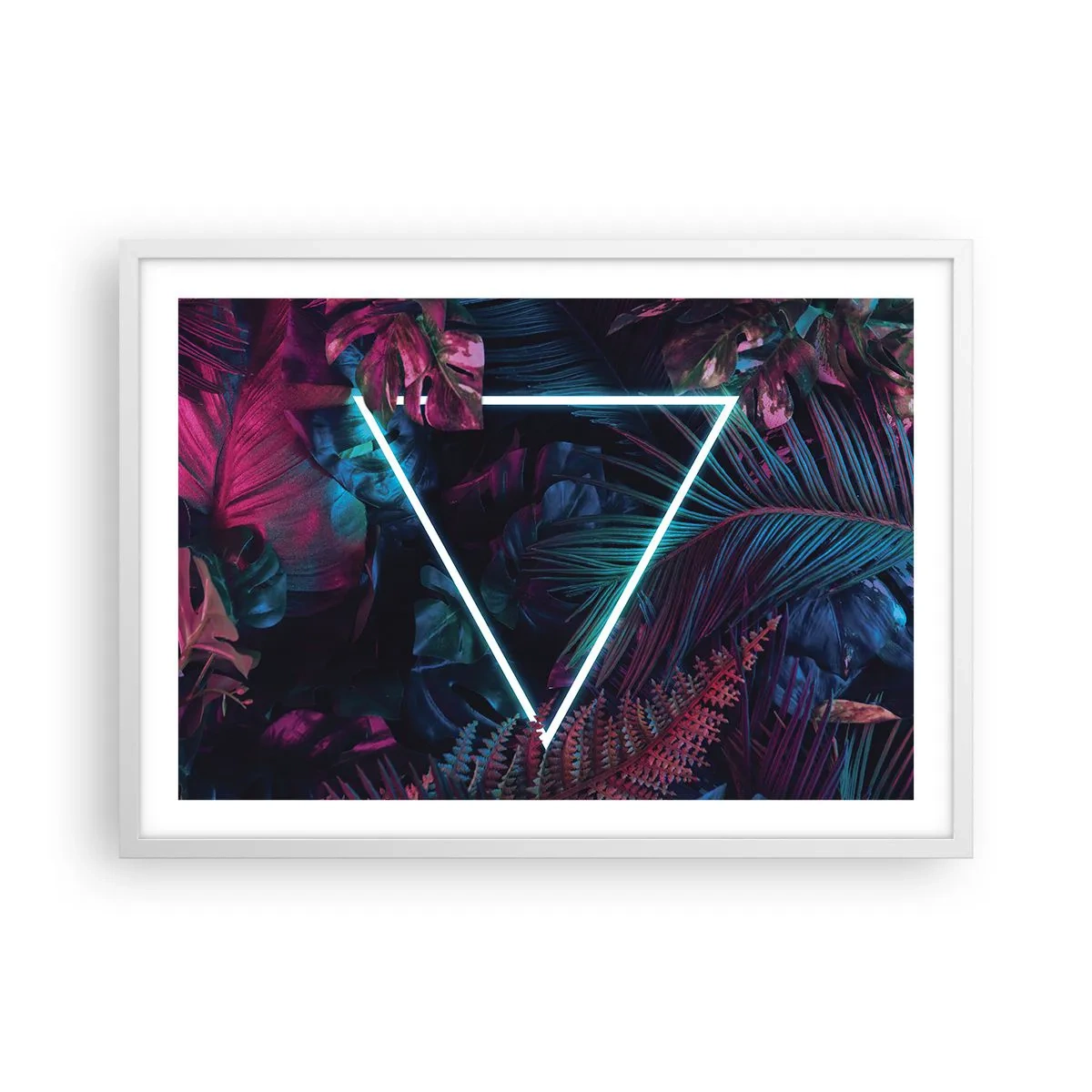 Plakat w białej ramie - Ogród w stylu disco - 70x50 cm