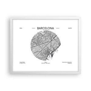 Plakat w białej ramie - Anatomia Barcelony - 50x40 cm