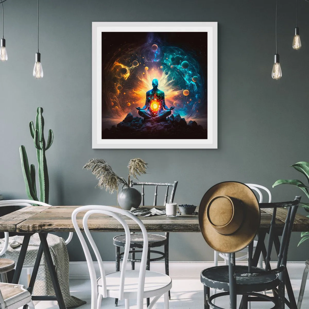 Plakat w białej ramie - Kosmiczny spokój - 50x50 cm