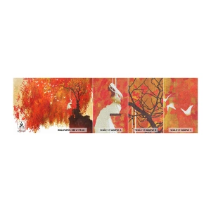 Fototapeta Próbka Premium Canvas - Poleci z nimi? - Abstrakcja, Kobieta, Ptaki - 100x30 cm