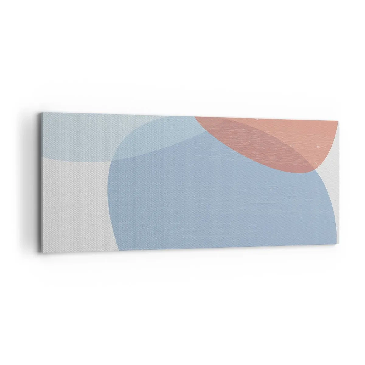 Obraz na płótnie - Abstrakcyjna kompozycja w pastelowych odcieniach niebieskiego i różowego z organicznymi kształtami - 120x50cm - Pastelowe związki - Nowoczesna dekoracja ścienna do salonu i sypialni ARTTOR