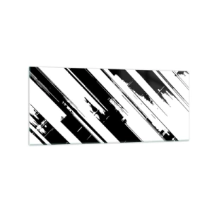 Obraz na szkle - Czarno-białe linie i geometryczne wzory w nowoczesnym stylu - 120x50cm - Kompozycja intensywna i dynamiczna - Nowoczesna dekoracja ścienna do salonu i sypialni ARTTOR
