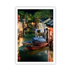 Plakat - Wieczór na chińskiej ulicy - 70x100 cm