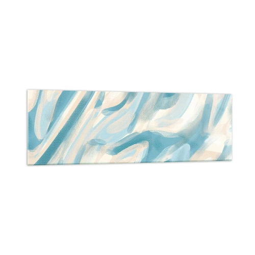Obraz na szkle - Abstrakcyjne błękitne smugi na jasnym tle - 160x50cm - Wiosenne powiewy - Nowoczesna dekoracja ścienna do salonu i sypialni ARTTOR