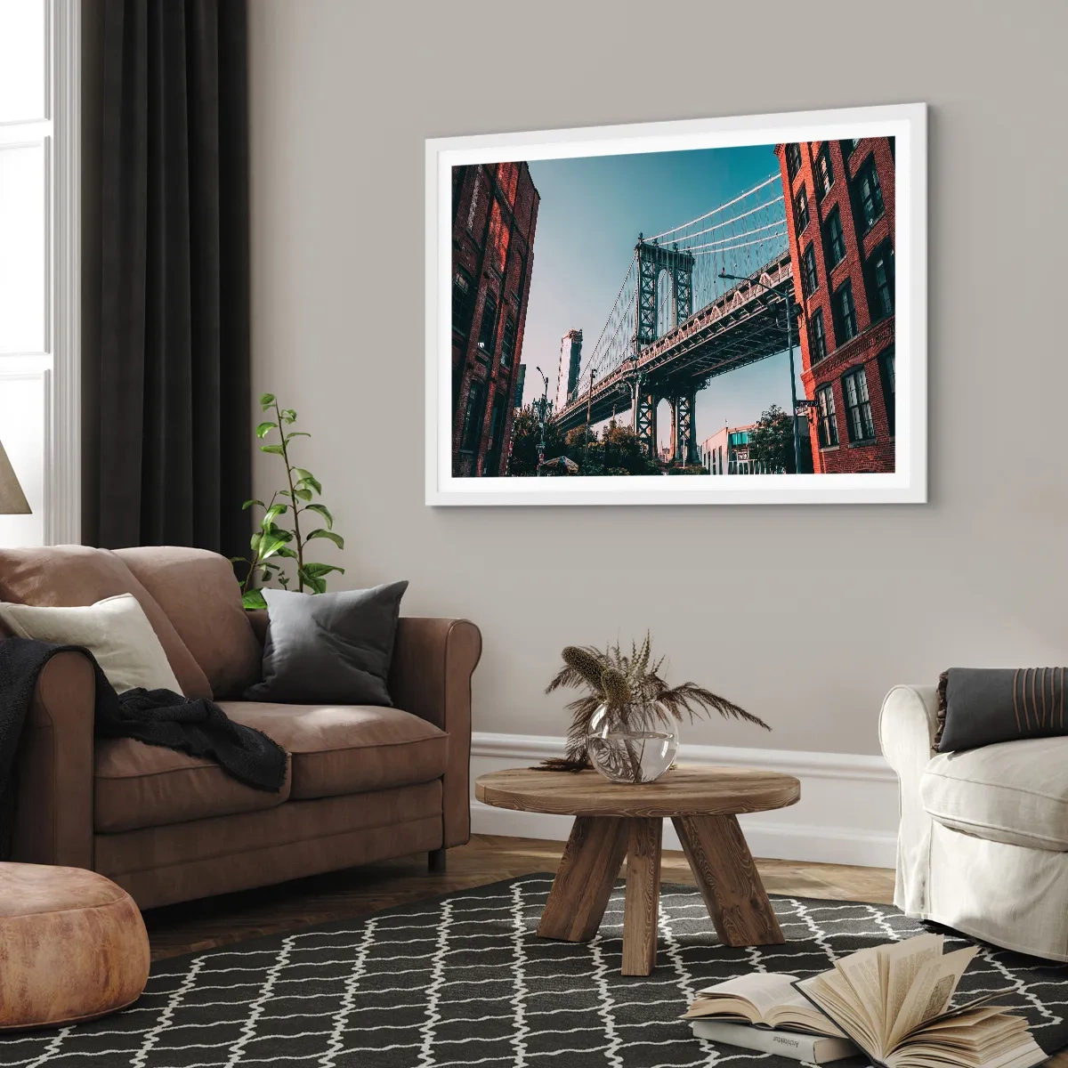 Plakat w białej ramie - Nad falami miasta - 50x40 cm