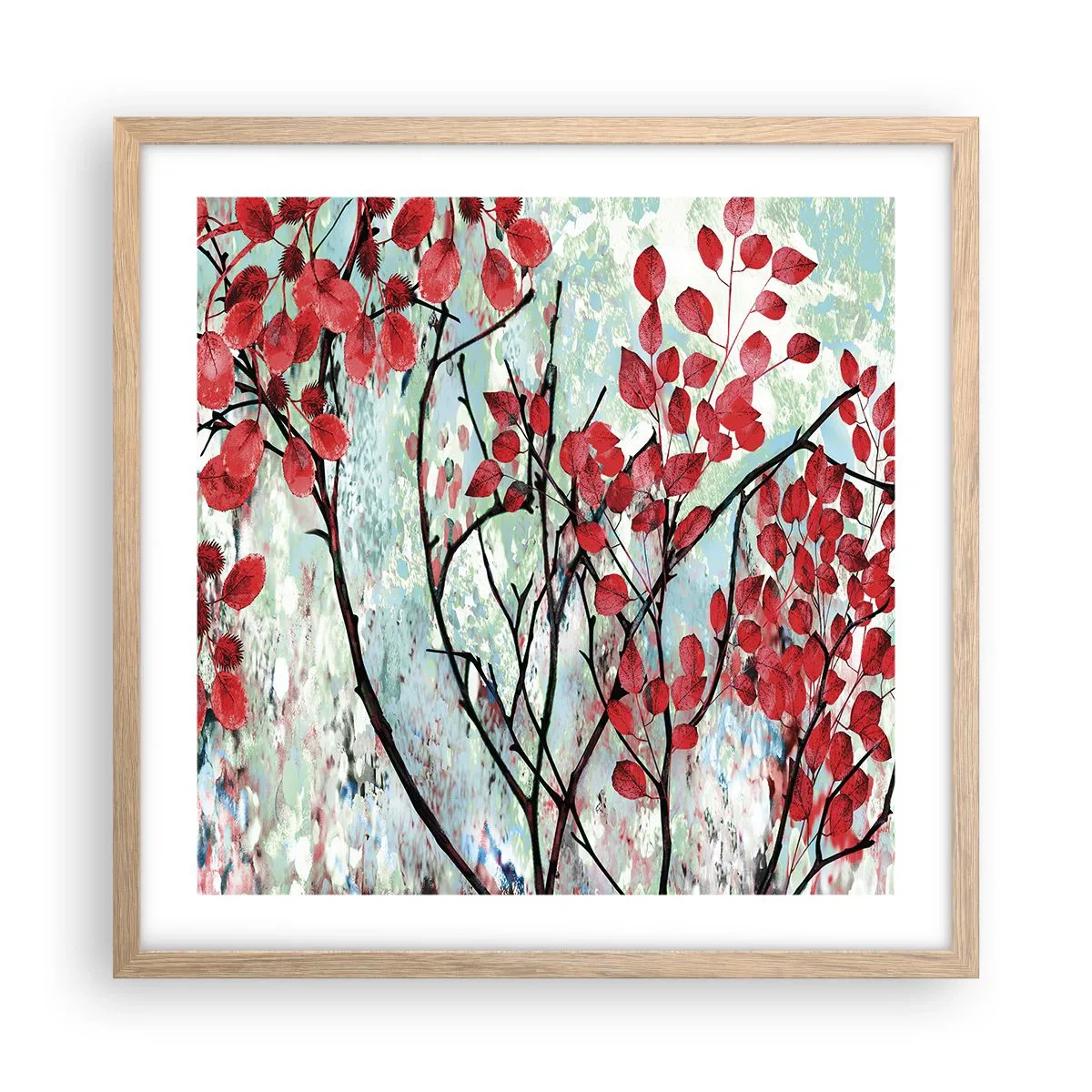 Plakat w ramie jasny dąb - Drzewo w szkarłacie - 50x50 cm