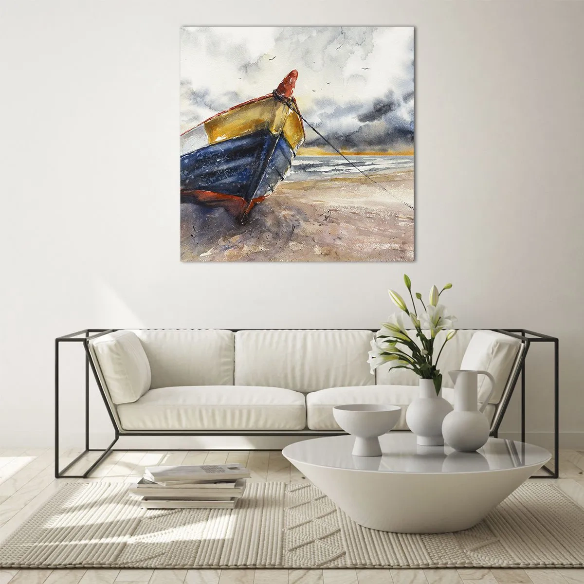 Obraz na szkle - Odpoczynek na brzegu - 60x60 cm