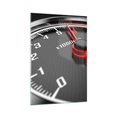 Obraz na szkle - Zbliżenie na obrotomierz z czerwoną wskazówką - 70x100cm - Gaz do dechy - Nowoczesna dekoracja ścienna do salonu i sypialni ARTTOR
