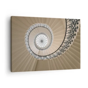 Obraz na płótnie - Spiralne schody w eleganckim ujęciu geometrycznym - 70x50cm - W środku muszli - Nowoczesna dekoracja ścienna do salonu i sypialni ARTTOR