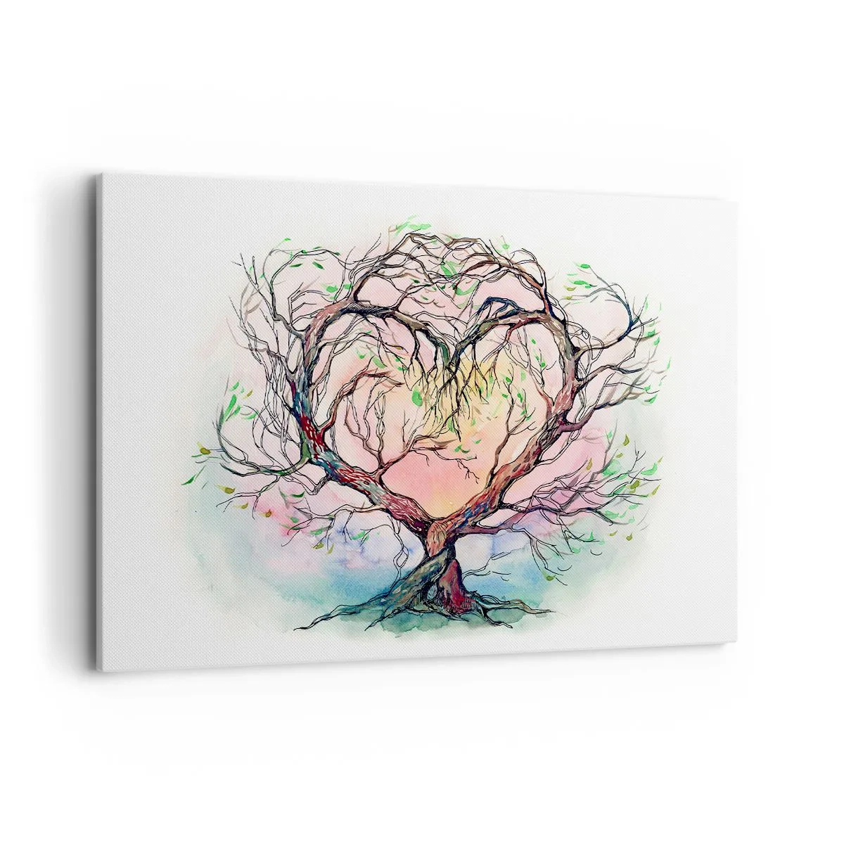 Obraz na płótnie - Drzewo w kształcie serca na tle delikatnych pastelowych kolorów - 120x80cm - Razem przeciwko wichurom - Nowoczesna dekoracja ścienna do salonu, kuchni i sypialni ARTTOR