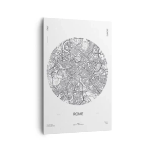Obraz na płótnie - Mapa Rzymu w minimalistycznym, czarno-białym stylu - 80x120cm - Anatomia Rzymu - Nowoczesna dekoracja ścienna do salonu i sypialni ARTTOR