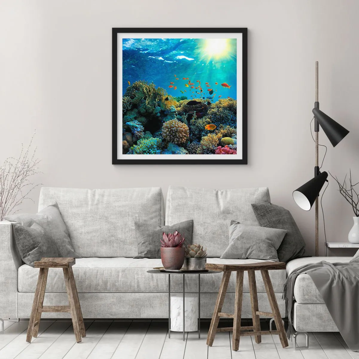 Plakat w czarnej ramie - Podwodne skarby - 40x40 cm