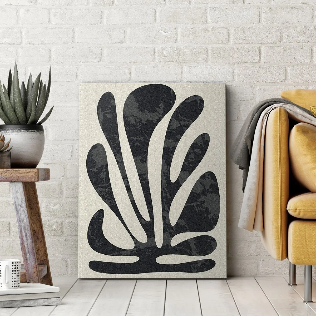 Obraz na płótnie - Minimalistyczna abstrakcja w formie organicznych kształtów w odcieniach czerni i szarości - 70x100cm - Abstrakcja wielopalczasta - Nowoczesna dekoracja ścienna do salonu i sypialni ARTTOR