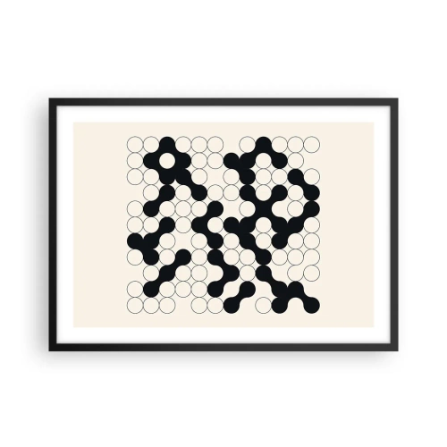 Plakat w czarnej ramie - Czarno-białe wzory z okręgami na jasnym tle - 70x50cm - Chińska gra – wariacja - Nowoczesna dekoracja ścienna do salonu i sypialni ARTTOR