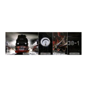 Fototapeta Próbka Samoprzylepna Deluxe Sticker - Stoi i sapie, dyszy i dmucha - Lokomotywa Parowa, Stacja Kolejowa, Motoryzacja - 100x30 cm